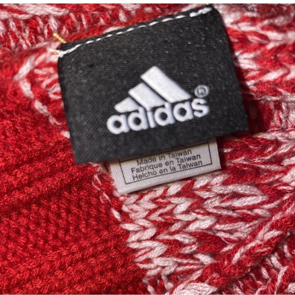University of Wisconsin x Adidas Cable Knit Red White Mittens & Scarf Set Badger - Picture 7 of 8